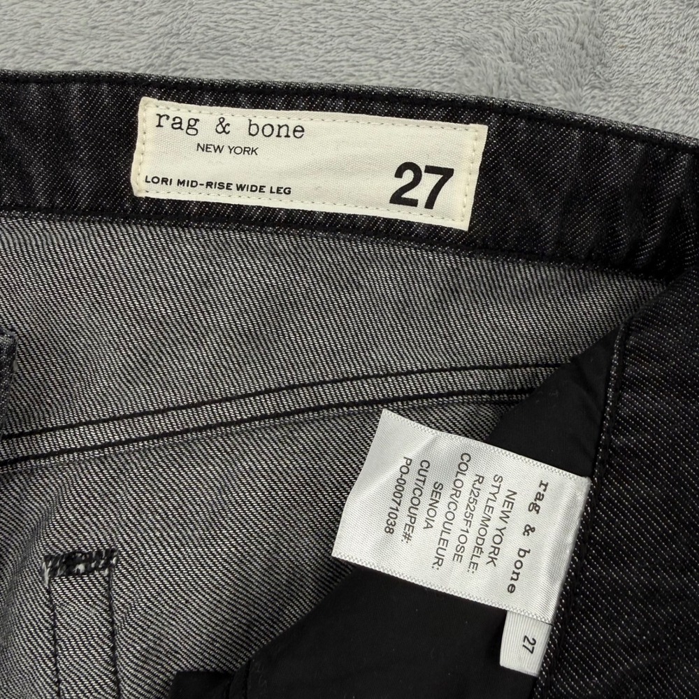 Rag & Bone Lori Mid-Rise Wide Leg Jeans Senoia Black Grey Women's Size 27 NEW - Picture 7 of 16